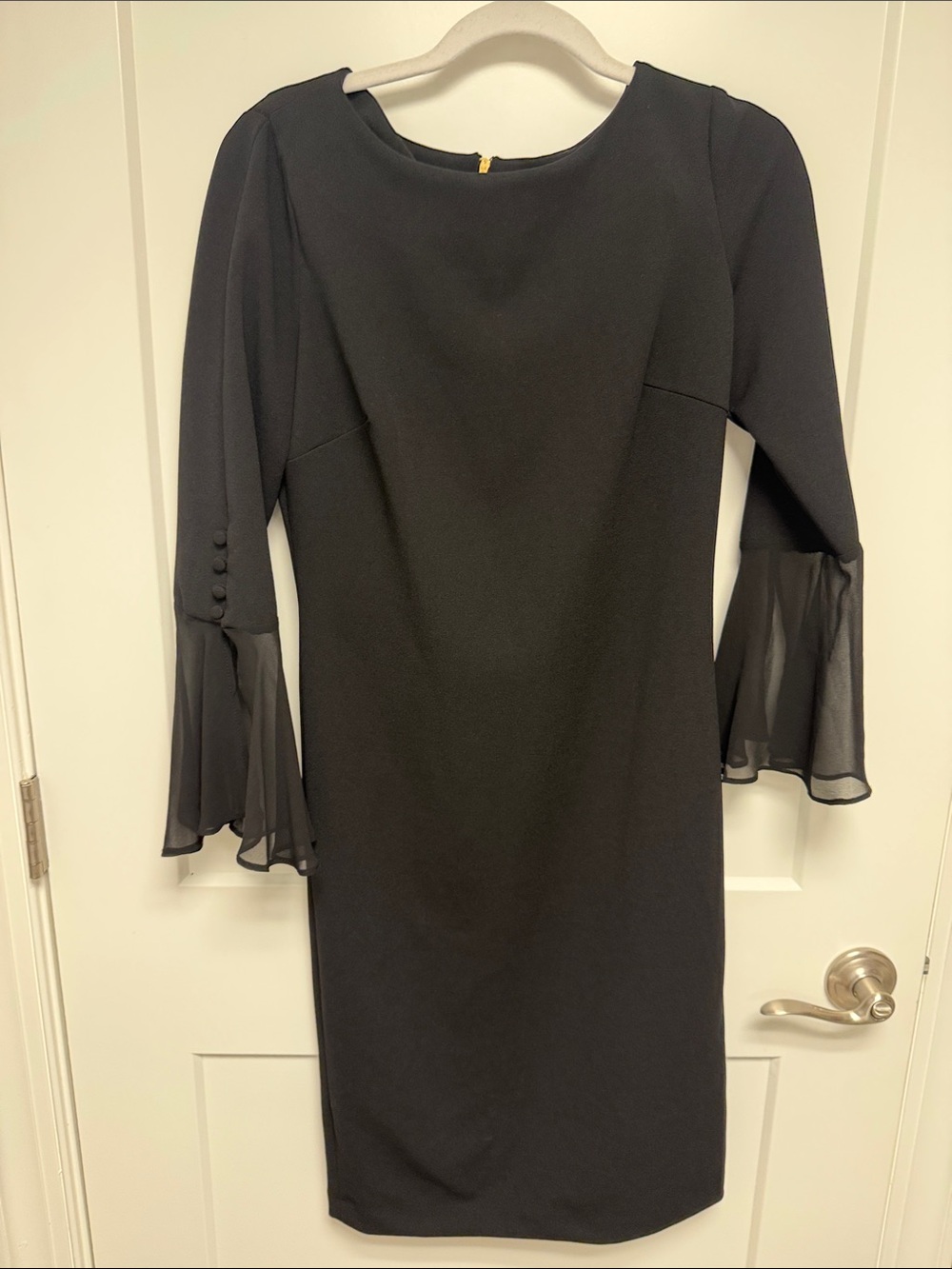 Calvin Klein Black Bell-Sleeve Midi Dress